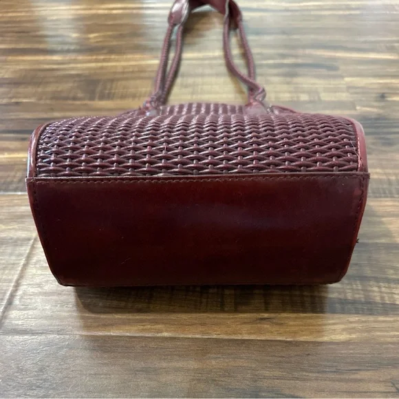 Vintage 1980s Warren Reed Oxblood Woven Leather Saddle Bag Structured - Picture 8 of 15